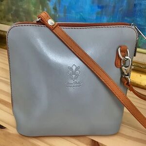 Vera Pelle mini Gray and Brown Crossbody Bag